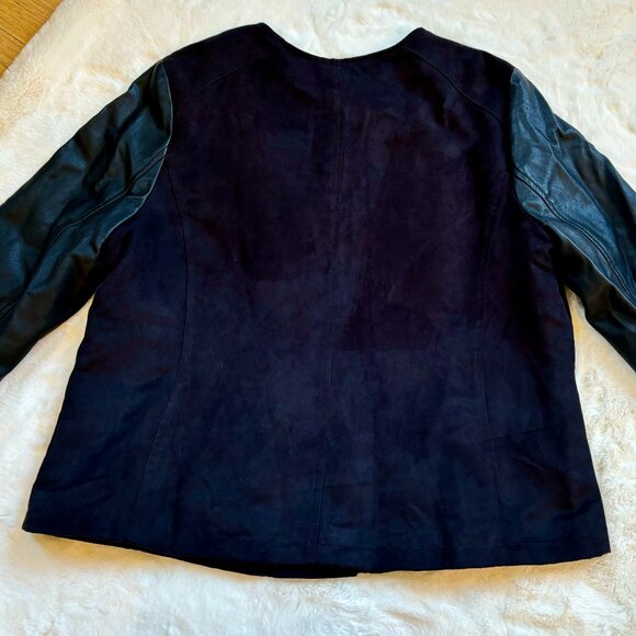 Alfani Women's Faux Black Suede and Faux Leather Full-Zip Jacket, Size: L - Picture 10 of 16